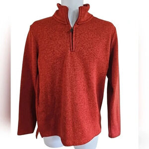 Wrangler Authentics S/M Red Black Speckled Quarter Zip Warm Knit Fleece Pullover
